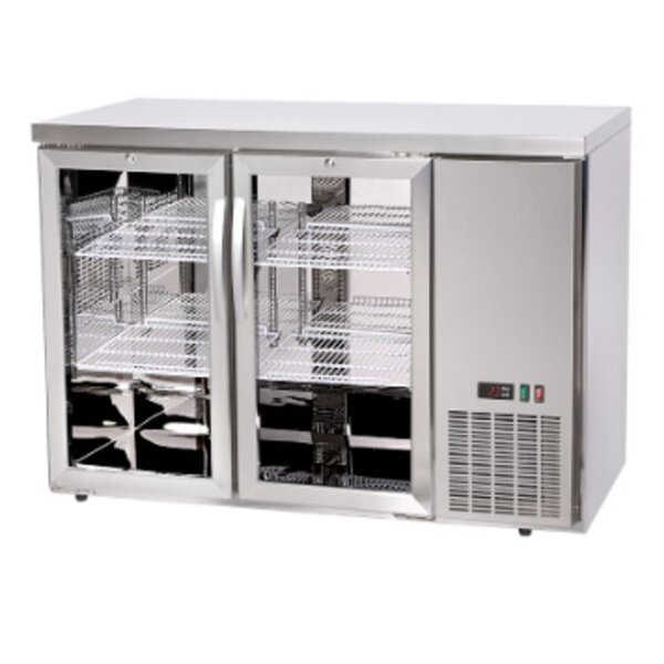 Hendi/Arktic Bar koelwerkbank | glazen deuren | Arktic | 4 planken | 283L | Zilver | 230V/185W