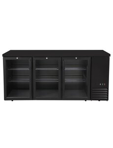 Hendi/Arktic Bar koelwerkbank | glazen deuren | Arktic | 6 planken | 493L | Zwart (H241370)