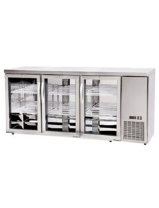 Hendi/Arktic Bar koelwerkbank | glazen deuren | Arktic | 6 planken | 493L | Zilver | 230V/185W