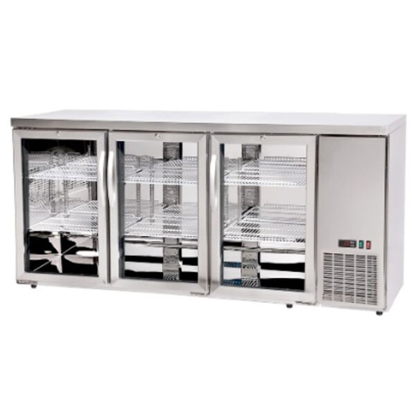 Hendi/Arktic Bar koelwerkbank | glazen deuren | Arktic | 6 planken | 493L | Zilver | 230V/185W
