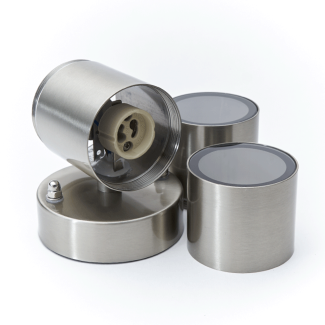 PURPL LED-seinävalaisin GU10-sylinteri | Tupla | Hopea | IP44