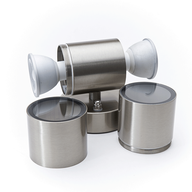 PURPL LED-seinävalaisin GU10-sylinteri | Tupla | Hopea | IP44