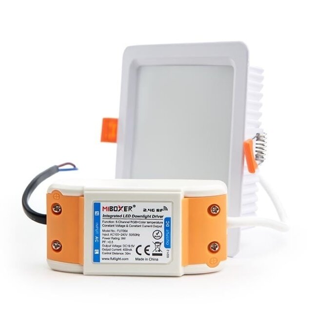 MiBoxer/Mi-Light LED-alasvalo 9W RGB+CCT 120 mm neliö WiFi IP44 | FUT064