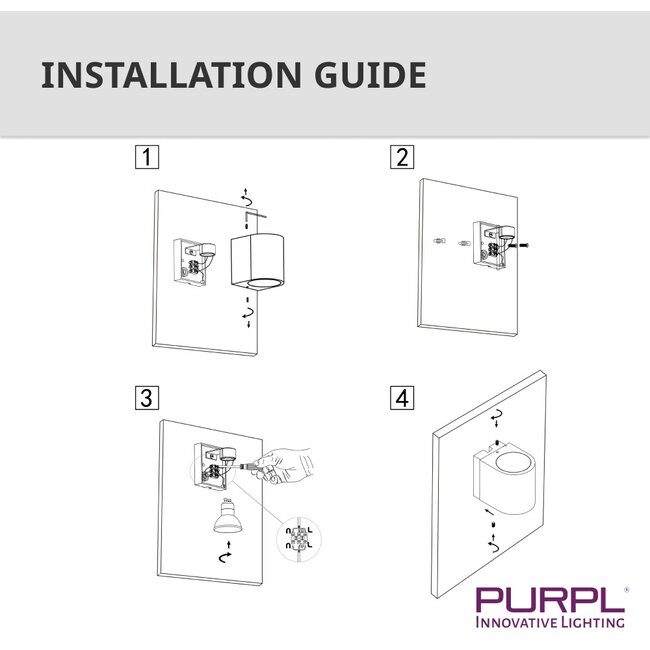 PURPL LED-seinävalaisin GU10 D-muoto | IP44