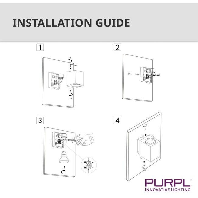 PURPL LED-seinävalaisin GU10 neliö | IP44