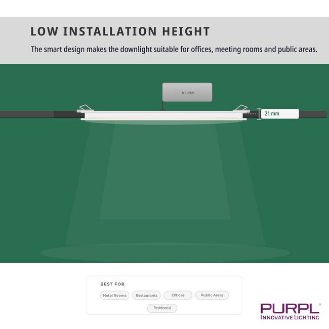 PURPL LED-alasvalo | Pyöreä | 12W | ø170 mm | Upotettava | 3000K, 4000K ja 6000K