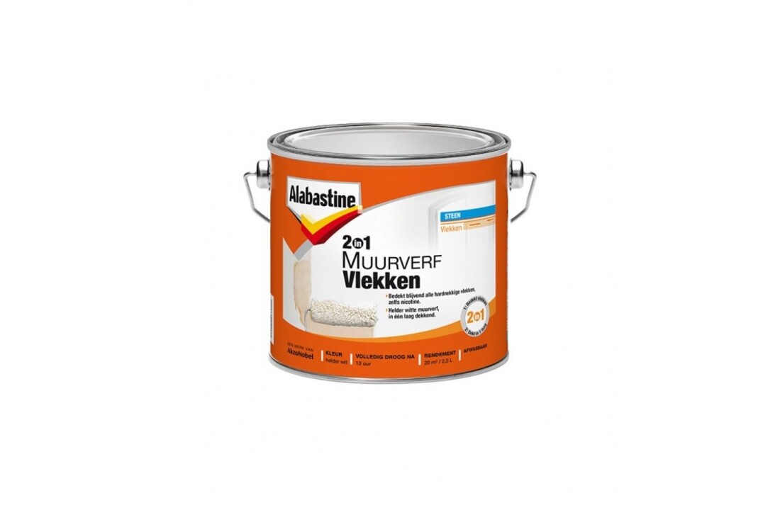 UITVERKOOP! - 2in1 Muurverf vlekken Wit - 2.5 ltr