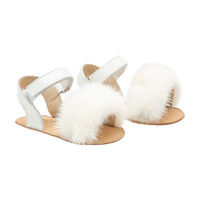 Babywalker Leather sandals with faux fur Leather sandals with faux fur