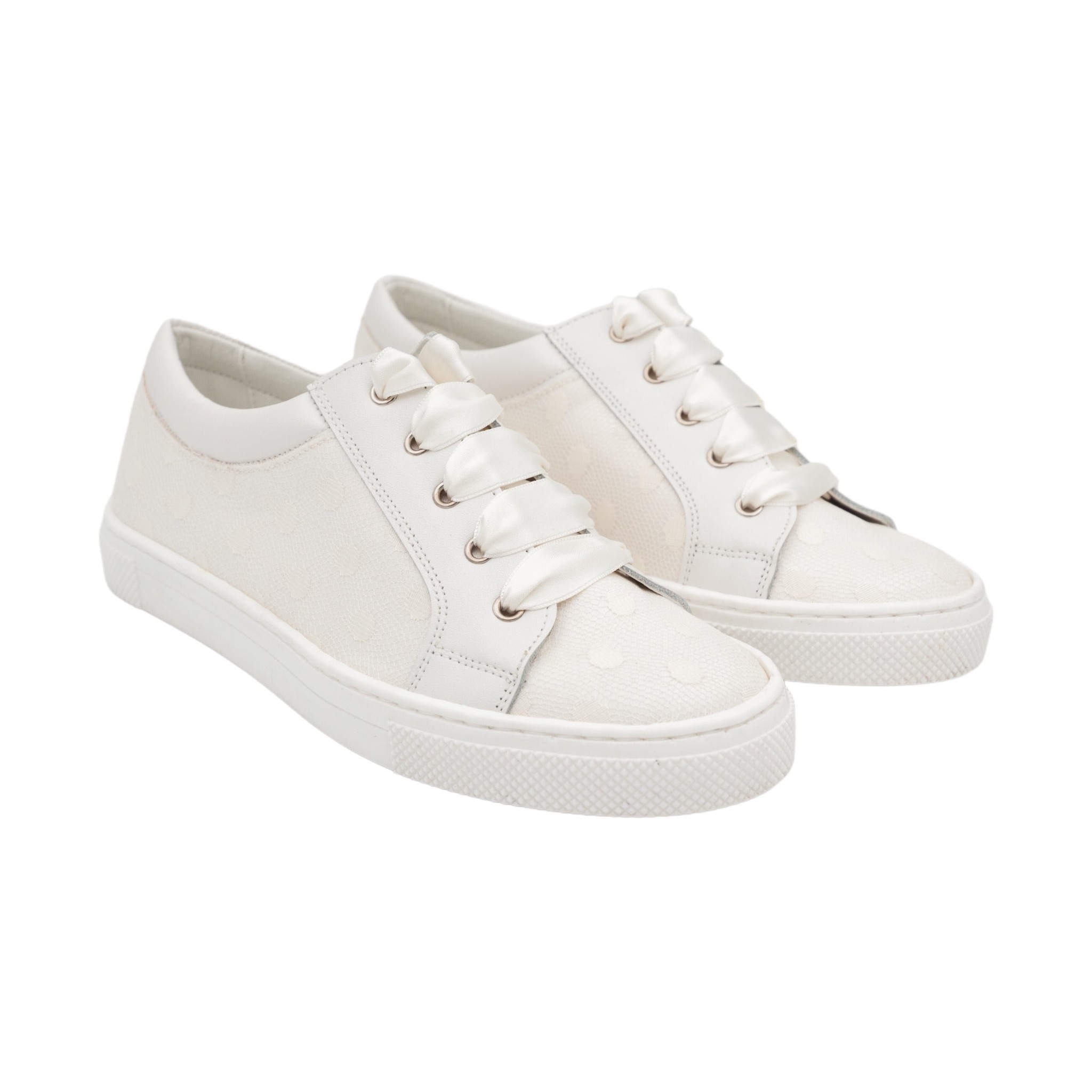 María Catalán crème sneakers met kanten detail - Lolly Pop Kindermode