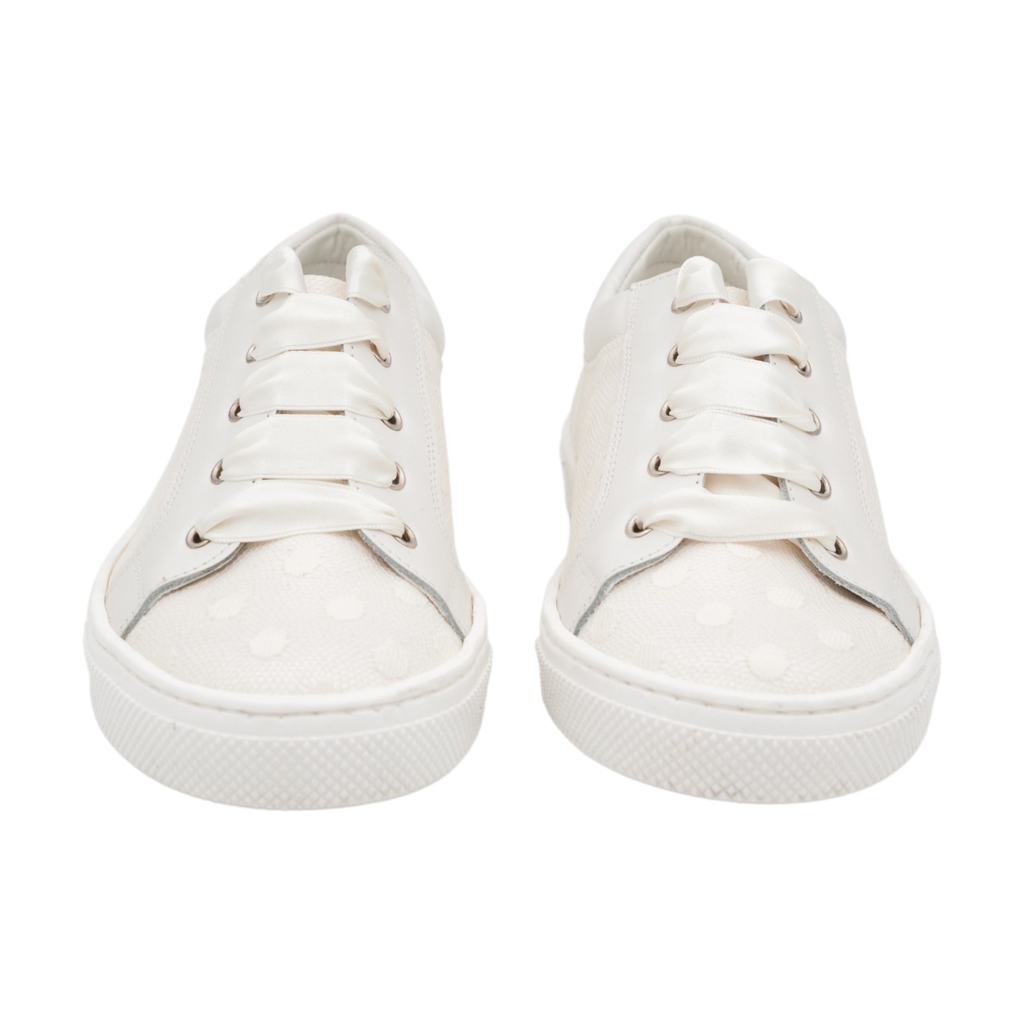 María Catalán crème sneakers met kanten detail - Lolly Pop Kindermode