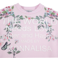 Monnalisa Sweater dress with floral design Sweater dress with floral design