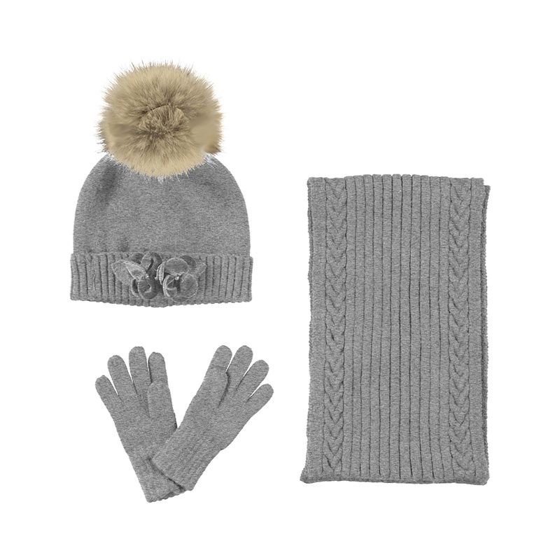 grey hat scarf and gloves set