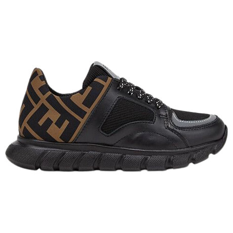 Fendi running heren sneakers zwart/geel vind je in Sneakerstad