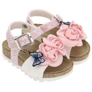 Monnalisa witte sandalen met roze rozen - Lolly Pop Kindermode