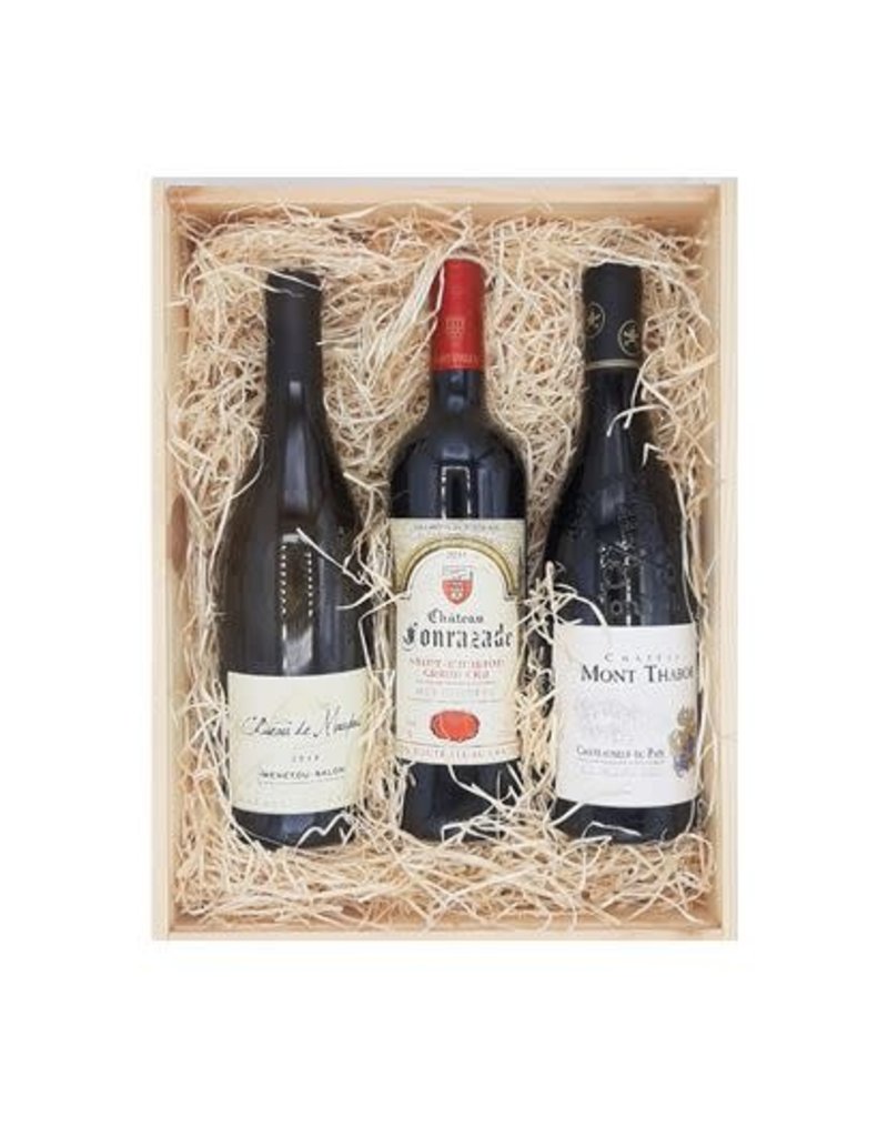 Geschenkkist Wijn met 3 exclusieve Franse wijnen