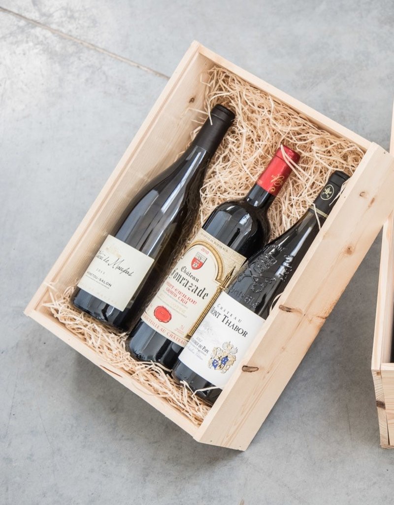 Geschenkkist Wijn met 3 exclusieve Franse wijnen