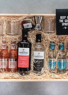 Geschenkkist XL Edelweiss Gin, Kriek, Tonic en barmateriaal