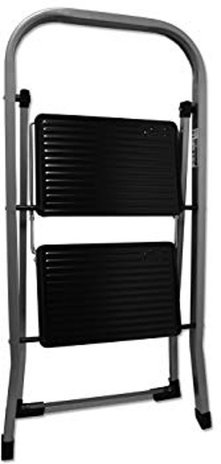 Excellent houseware Relaxwonen - Huishoudtrap - keukentrap met 2 treden Grijs Excellent houseware Relaxwonen - Huishoudtrap - keukentrap met 2 treden Grijs