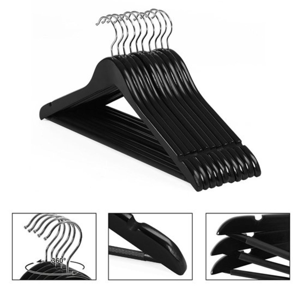 Relaxwonen Relaxwonen - kledinghanger 20 stuks - klerenhanger - kleerhanger - broekenstang - hout zwart
