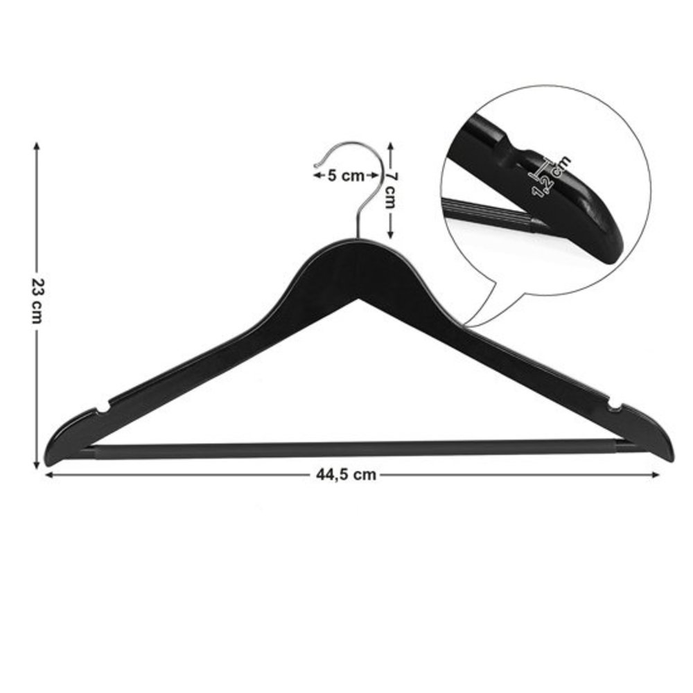Relaxwonen Relaxwonen - kledinghanger 20 stuks - klerenhanger - kleerhanger - broekenstang - hout zwart