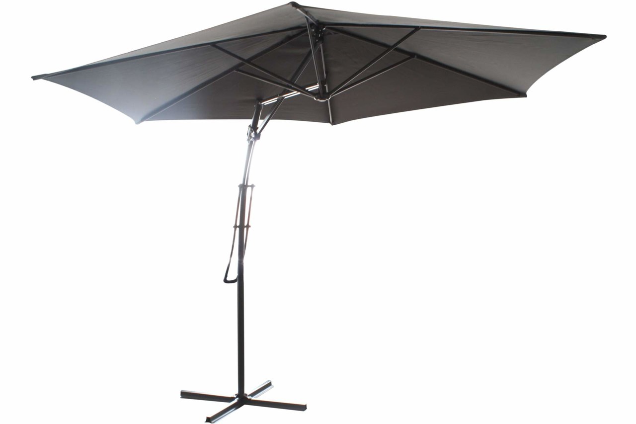 Relaxwonen - Push-up zweefparasol - Ø300cm - lichtgrijs - stevige kwaliteit
