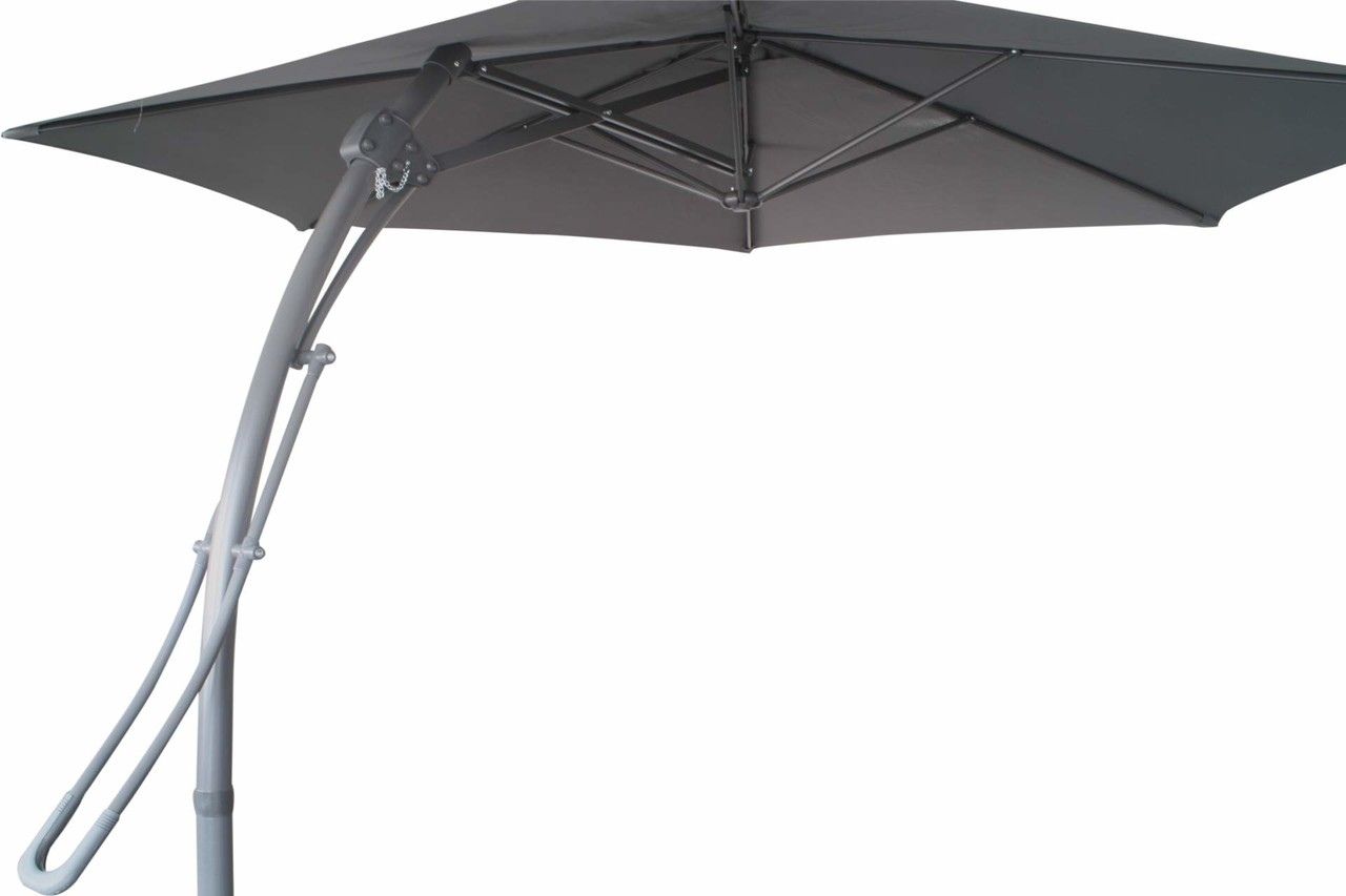 Relaxwonen - Push-up zweefparasol - Ø300cm - lichtgrijs - stevige kwaliteit