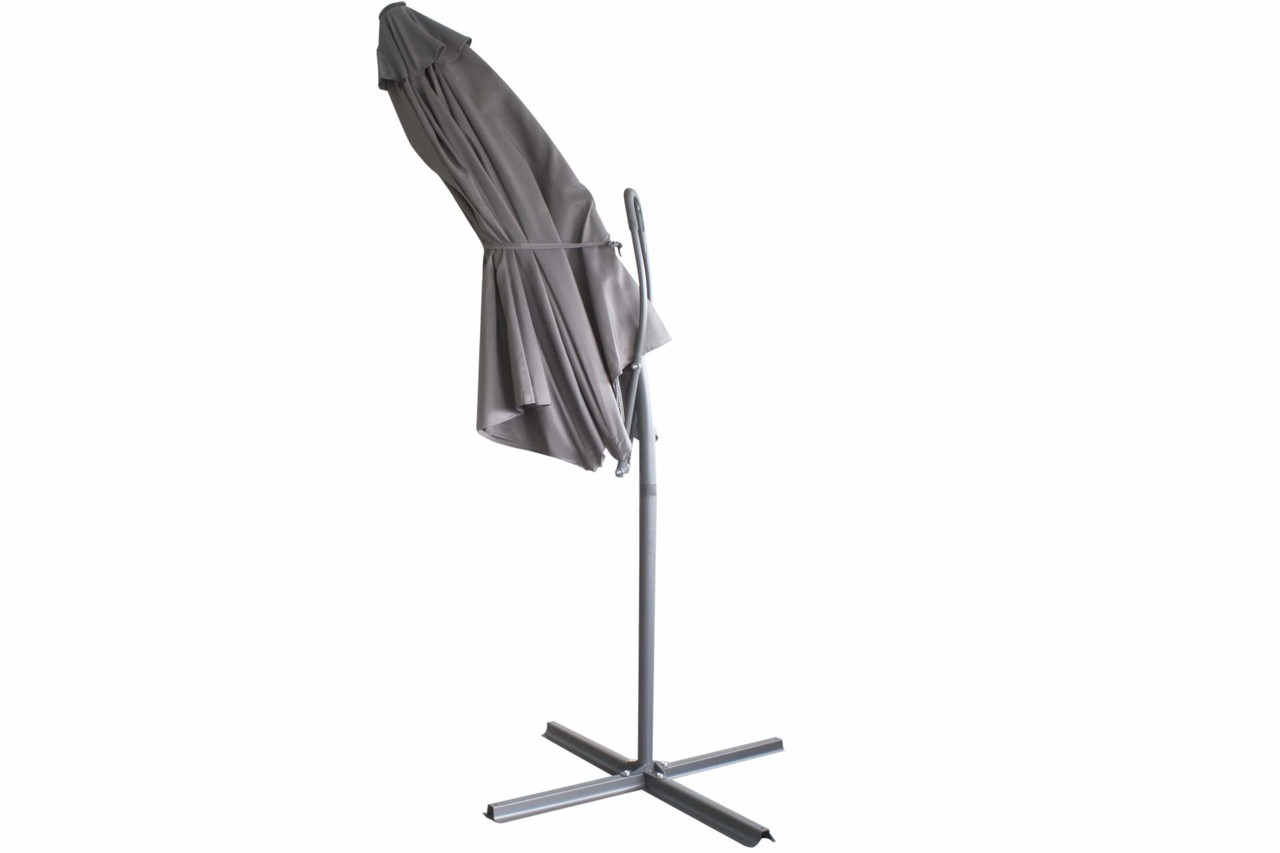 Relaxwonen - Push-up zweefparasol - Ø300cm - lichtgrijs - stevige kwaliteit