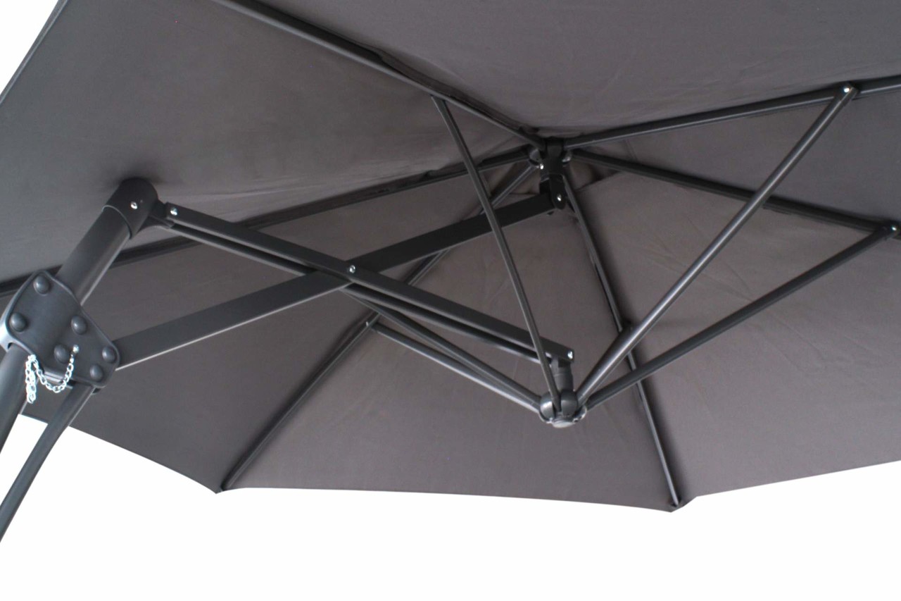 Relaxwonen - Push-up zweefparasol - Ø300cm - lichtgrijs - stevige kwaliteit