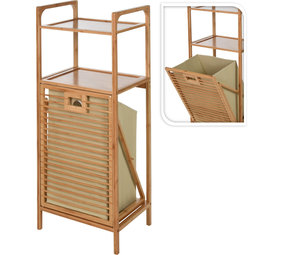 Relaxwonen - Badkamer rek - Bamboe - met wasmand - uniek en handig Relaxwonen - Badkamer rek - Bamboe - met wasmand - uniek en handig