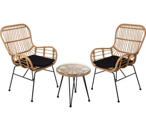 Relaxwonen Relaxwonen - tuinset Rotan - 2 stoelen & tafel - Kwaliteit - Trend 2024 Relaxwonen Relaxwonen - tuinset Rotan - 2 stoelen & tafel - Kwaliteit - Trend 2024
