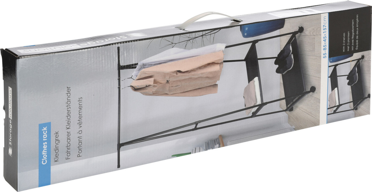 Relaxwonen Relaxwonen - Kledingrek - Zwart - Industrieel - met wieltjes - snel in elkaar te zetten