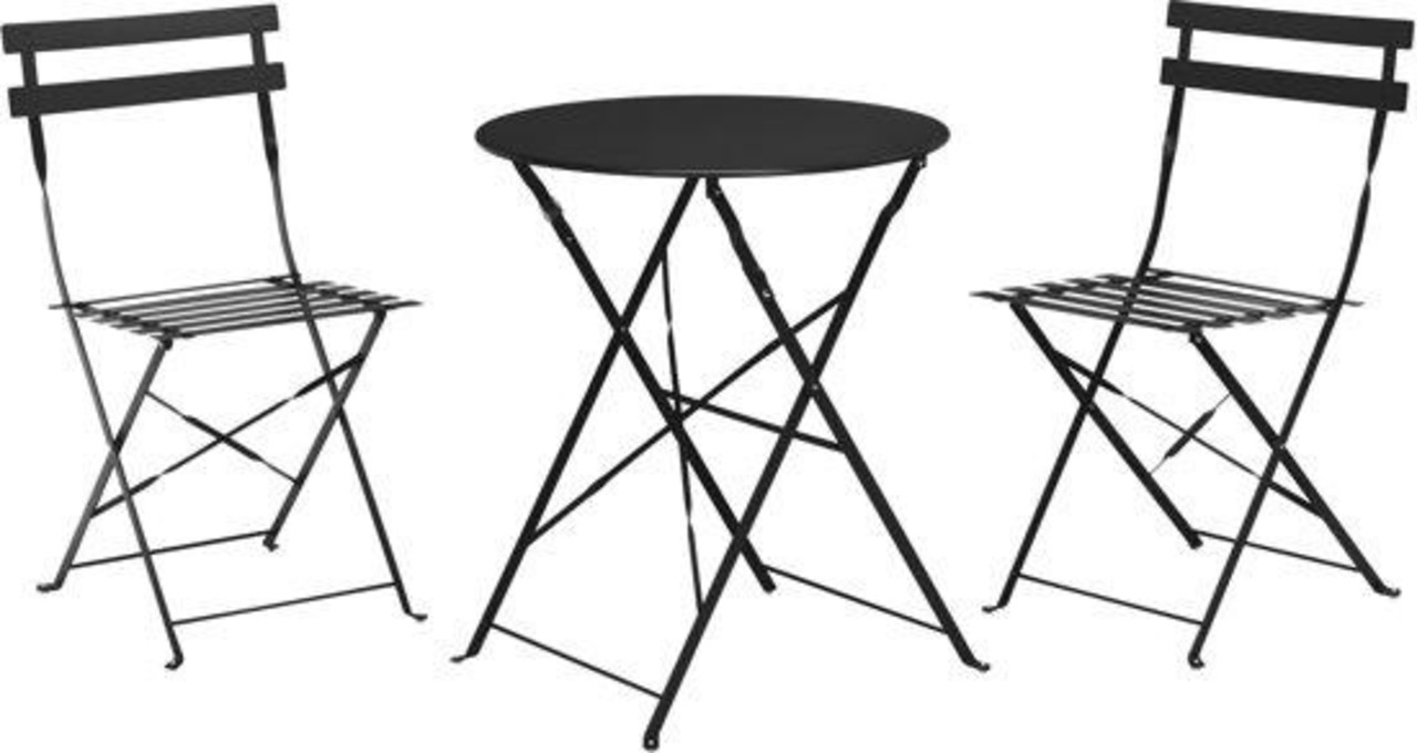 Oude tijden Bachelor opleiding Ellende Bistro set zwart 3 stuks - terras meubel - tuin meubel - 2 stoelen 1 tafel  - opklapbaar - Relaxwonen