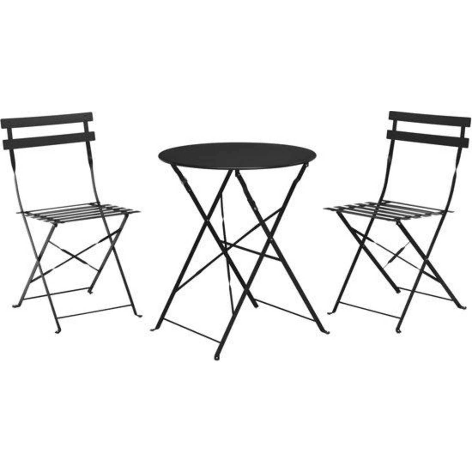 Korst aanbidden Pamflet Bistro set zwart 3 stuks - terras meubel - tuin meubel - 2 stoelen 1 tafel  - opklapbaar - Relaxwonen