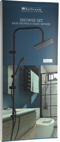 Relaxwonen - Regendouche set zwart met handdouche - Extra stevig Relaxwonen - Regendouche set zwart met handdouche - Extra stevig