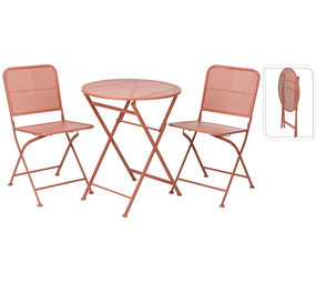 Relaxwonen - tuinset bistroset - roze - tafel + 2 stoelen - Relaxwonen