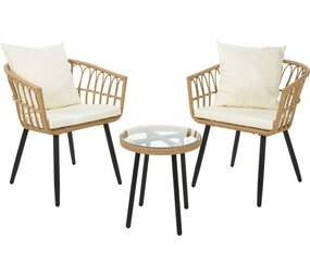 Relaxwonen Relaxwonen - Tuinset - 2 Stoelen + tafel - Rotan Relaxwonen Relaxwonen - Tuinset - 2 Stoelen + tafel - Rotan
