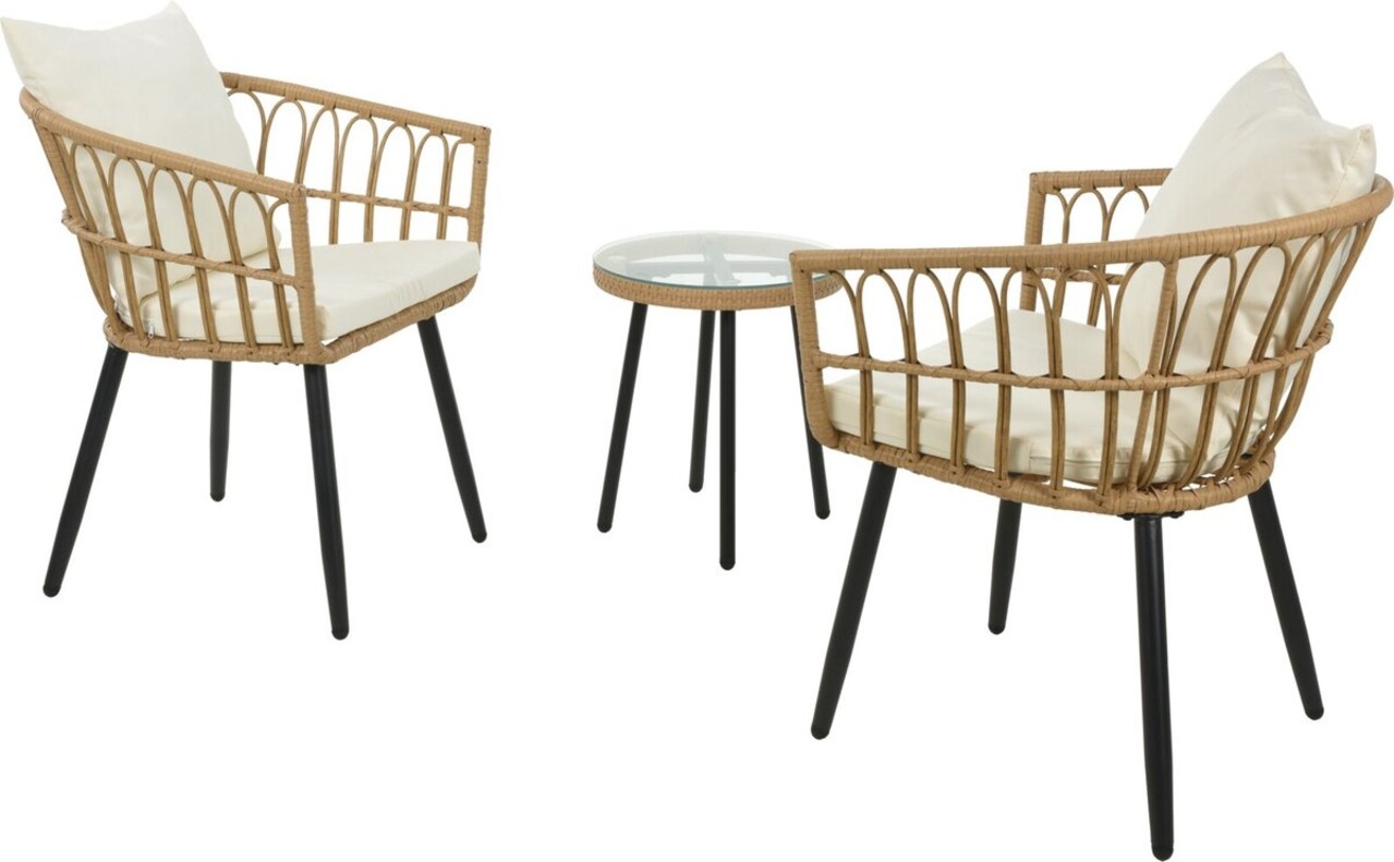 Relaxwonen Relaxwonen - Tuinset - 2 Stoelen + tafel - Rotan Relaxwonen Relaxwonen - Tuinset - 2 Stoelen + tafel - Rotan