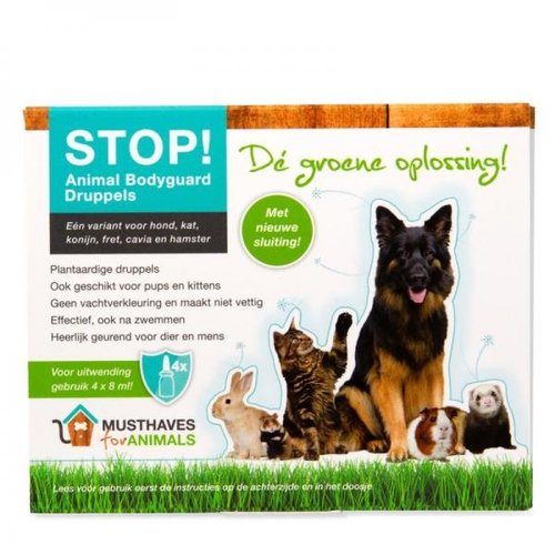 Stop! RelaxPets - Stop! Animal Bodyguard - Druppels - 4x8 ml - Pipet - Anti Parasiet - Plantaardige Druppels