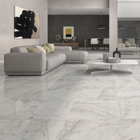 Luxury Tiles Brouille White Marble Effect 60x60 Polished Tiles