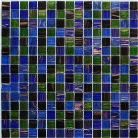 Luxury Tiles Waltz Blue and deep black Square Glass mosaic tile