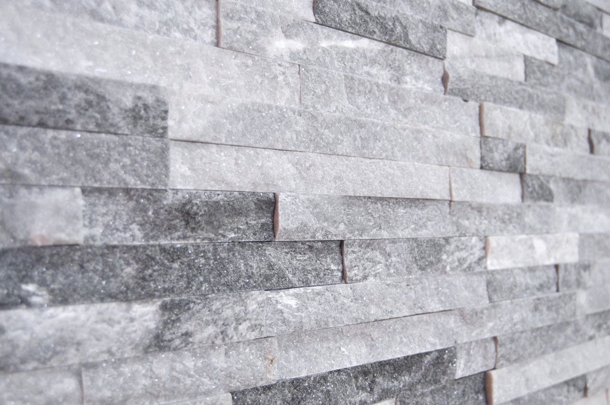 Cloud grey slate tile split face cladding 10x40cm Luxury Tiles