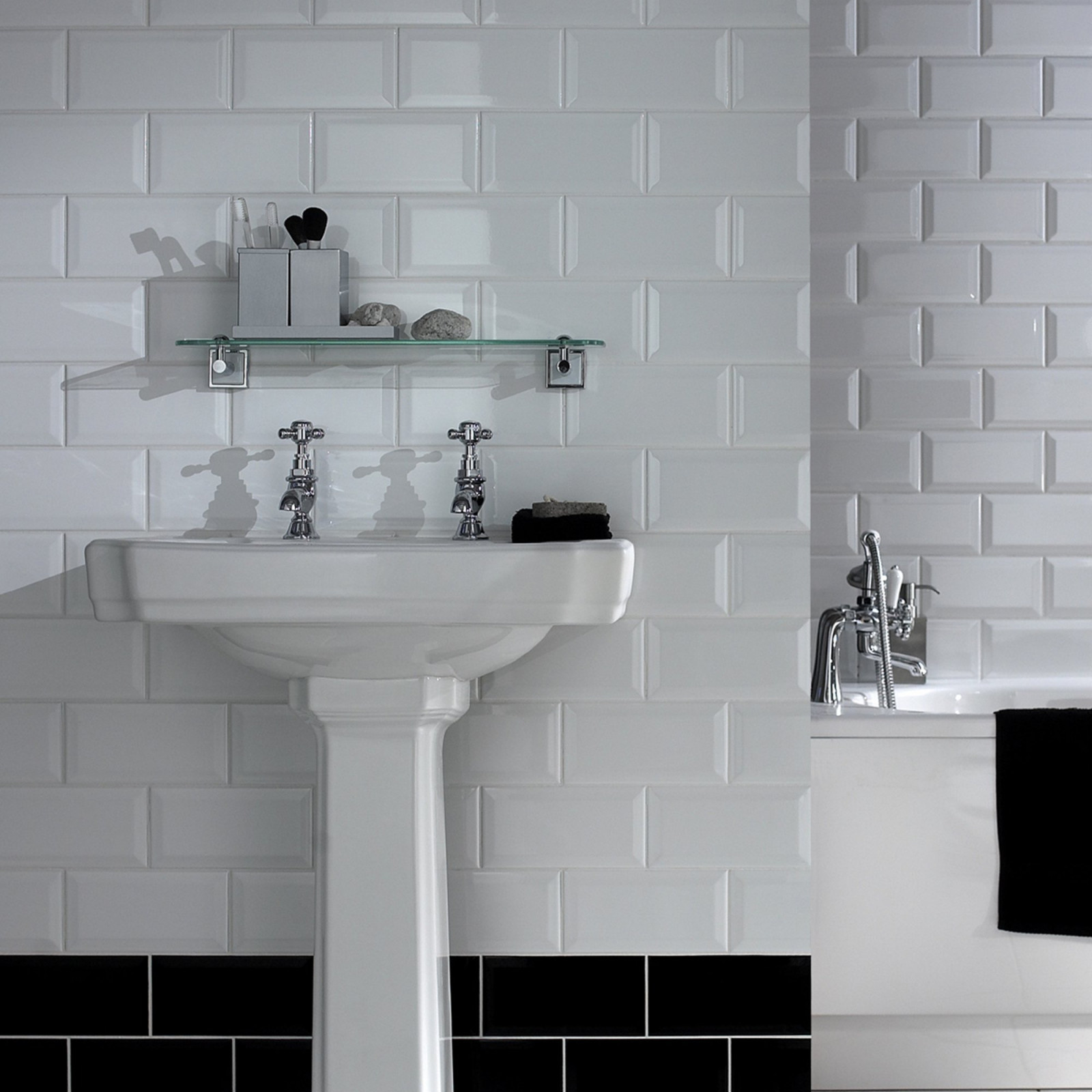 British Ceramic Tile Metro White Bevel  Gloss Wall Tile 