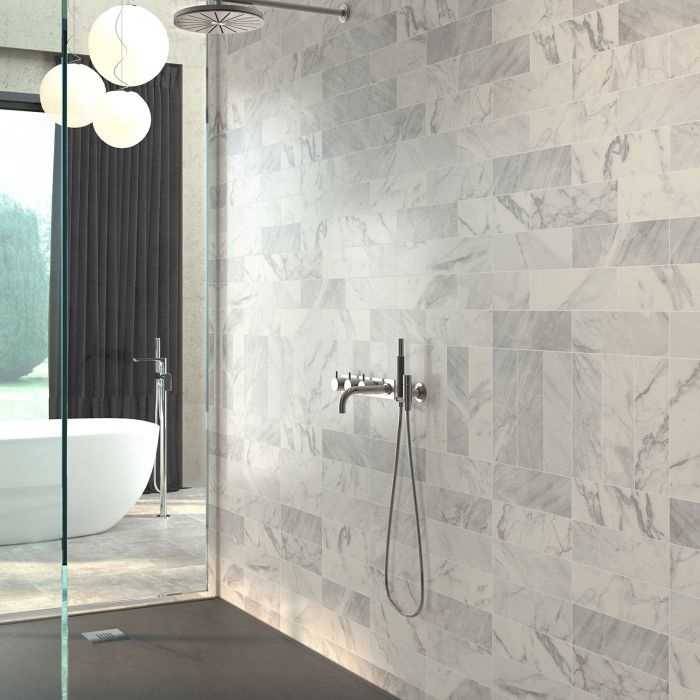 Metro Matt Marble Effect Wall Tile 10x30cm Luxury Tiles