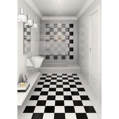 Luxury Tiles Soho checkered Square black and white floor tiles 316 x 316 mm