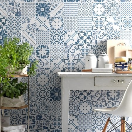 Vintage Pattern Mix Blue Azul Wall and Floor tile 150 x 150mm - Luxury
