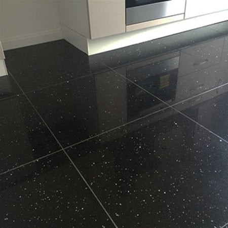 Luxury Tiles Shimmer Night Black Sparkling Quartz Tile