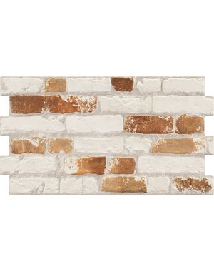 Verona Victorian Rustic White and Red Brick Effect Tile