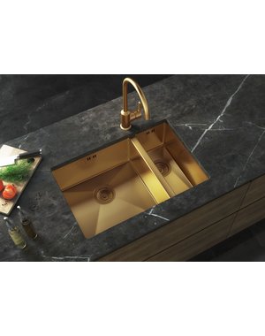 Luxury Tiles Midas Gold Undermount Kitchen Sink with base