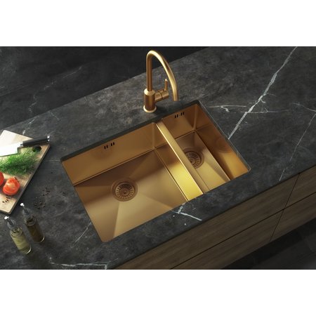 Luxury Tiles Midas Gold Undermount/Inset 1.5L Kitchen bowl Sink with base