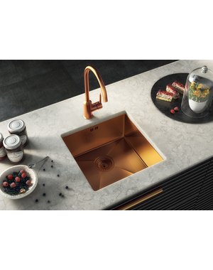 Luxury Tiles Midas Lalot Copper Undermount Kitchen sink with waste 440x440mm